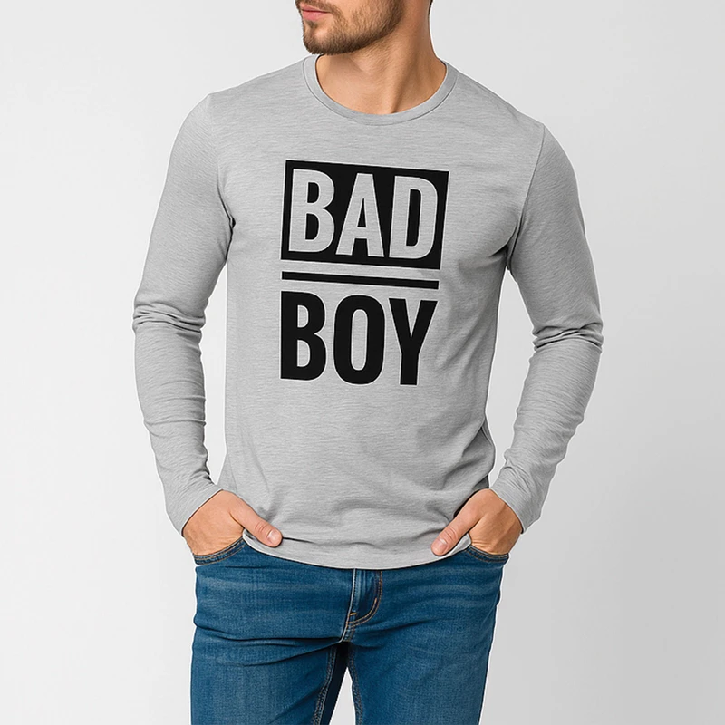 تی شرت آستین بلند مردانه طرح bad boy کد F86