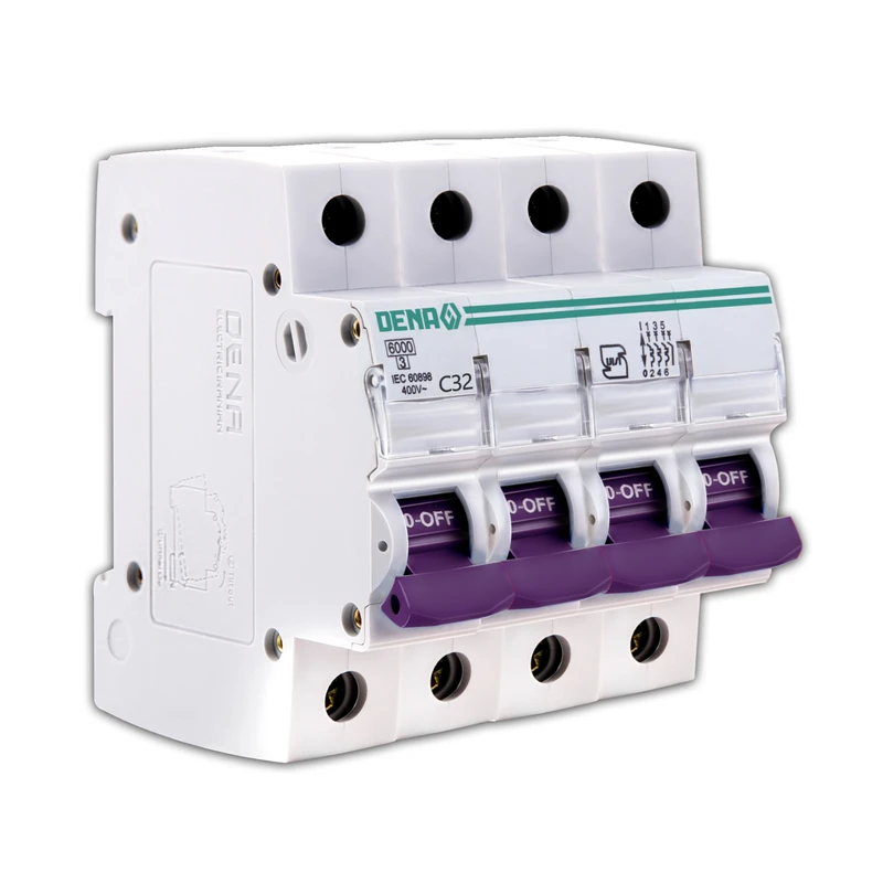 فیوز مینیاتوری چهارپل 32 آمپر دنا الکتریک ایرانیان مدل C32-6KA-4P