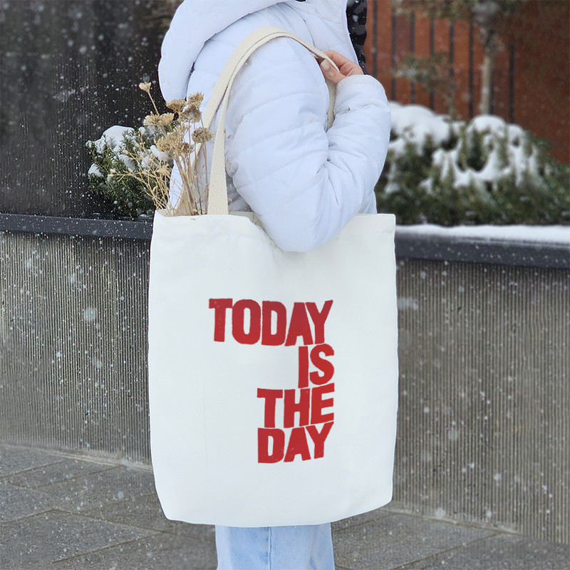 ساک خرید پارچه ای خندالو طرح Today Is The Day مدل توت بگ کد 7366