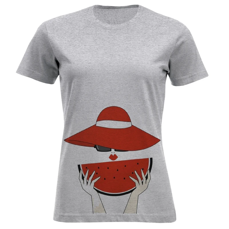 تی شرت آستین کوتاه زنانه مدل هندونه W299