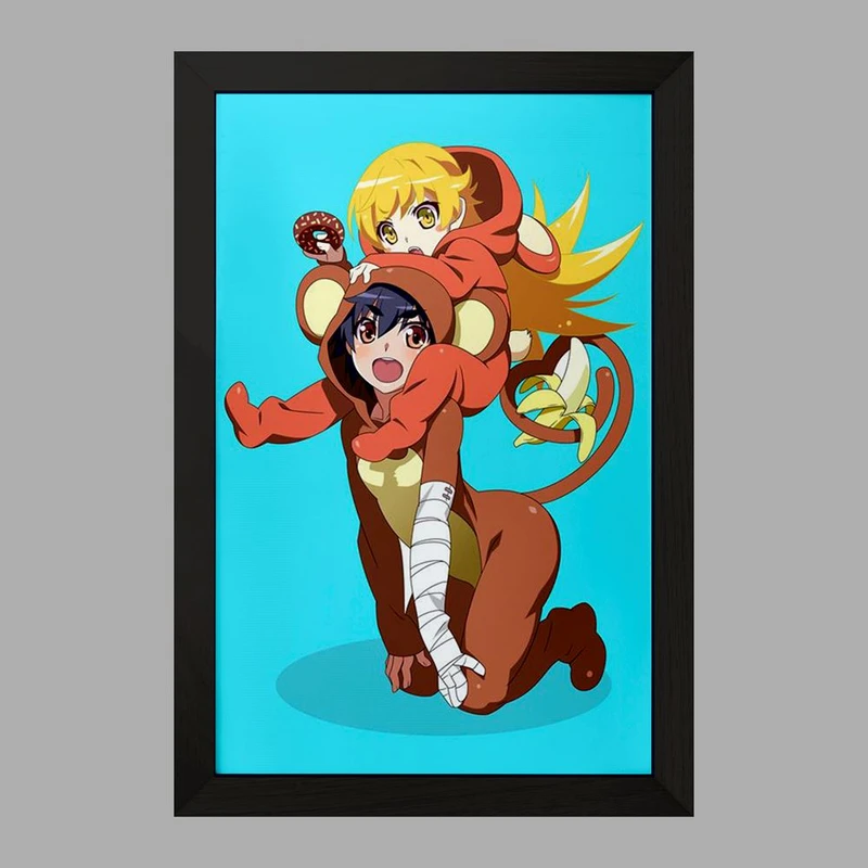 تابلو خندالو مدل شینوبو اوشینو و سوروگو انیمه مونوگاتاری  کد 16172