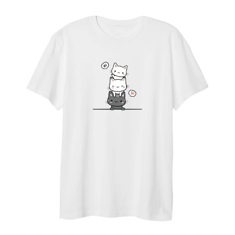 تی شرت لانگ زنانه مدل سه گربه کد۳