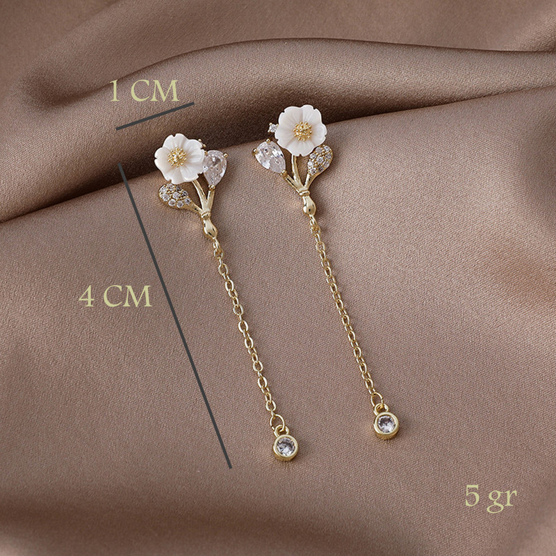 گوشواره زنانه مدل گل صدفی آویز کد 00666