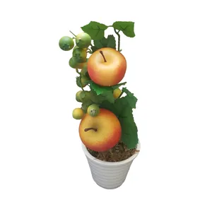گلدان به همراه گل مصنوعی مدل سیب قرمز کد 37