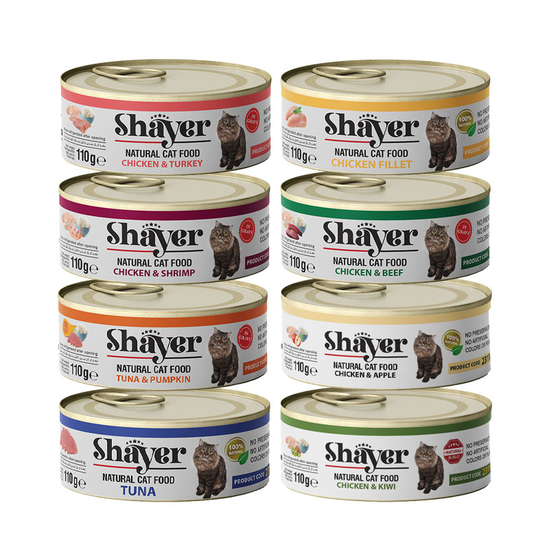 کنسرو غذای گربه شایر مدل نچرال وزن 110 گرم مجموعه 8 عددی