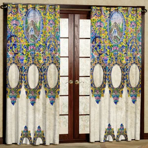 پرده مدل کاشی خانه هازان پانچی کد 4584 سایز 140x200 سانتی متر