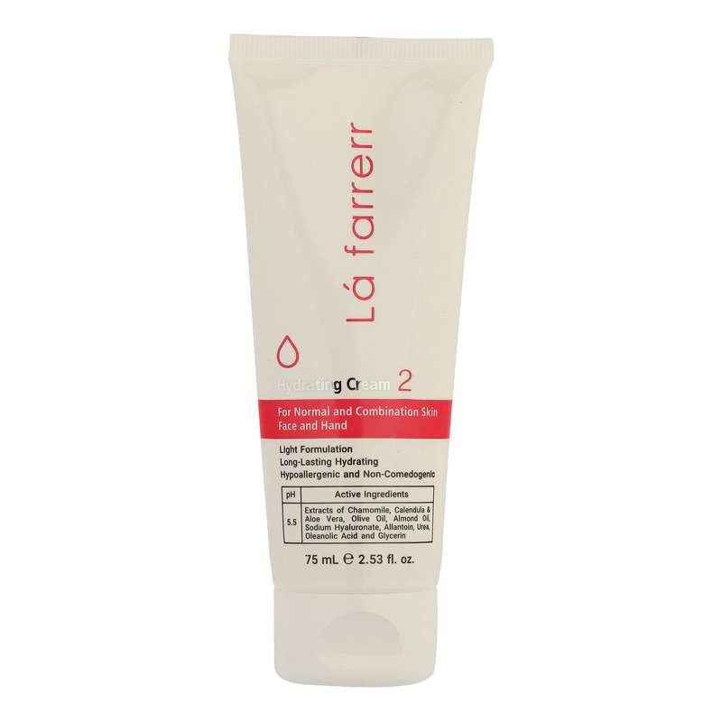 کرم مرطوب‌کننده و آبرسان دست و صورت لافارر مدل 02 مناسب پوست‌های معمولی و مختلط حجم 75 میلی‌لیتر