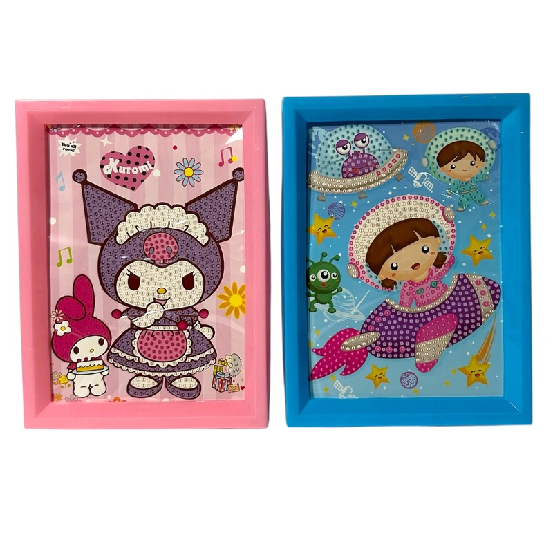 بازی آموزشی مدل ساخت تابلو نقاشی الماسی قاب دار طرح کرومی و کودک بسته ۲ عددی