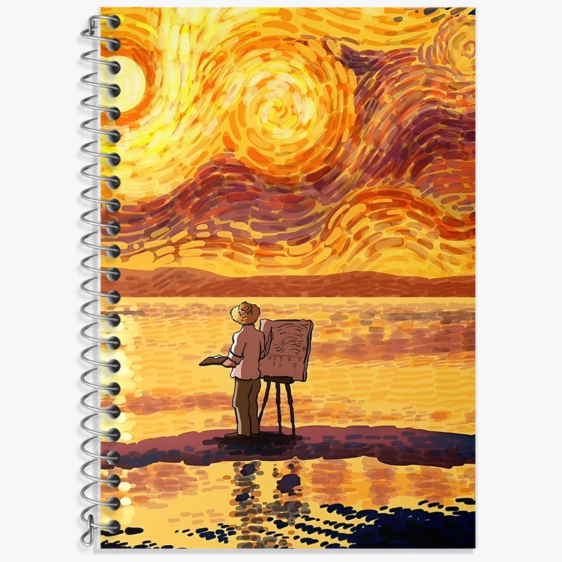 دفتر زبان 50 برگ خندالو مدل دو خط طرح ونسان ونگوگ کد F5083