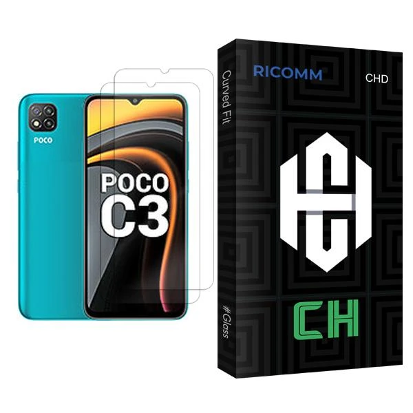 محافظ صفحه نمایش ریکام مدل CH Glass MIX002 مناسب برای گوشی موبایل شیائومی Poco C3 بسته دو عددی