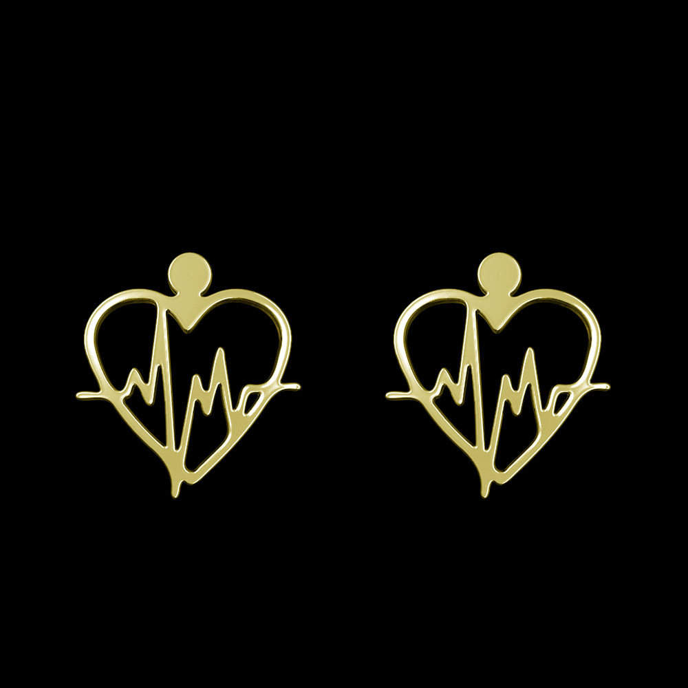 گوشواره طلا 18 عیار زنانه مدوپد مدل قلب و نبض کد GA1-11433