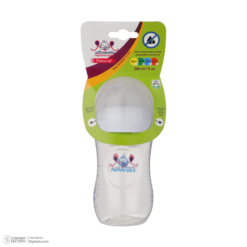شیشه شیر مامی گلد مدل نچرال ظرفیت 260 میلی لیتر