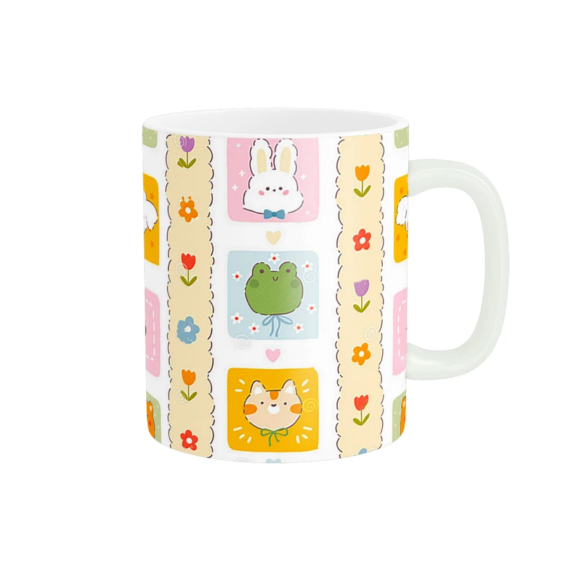 ماگ مدل طراحی کودکانه حیوانات و گل ها کد 1427