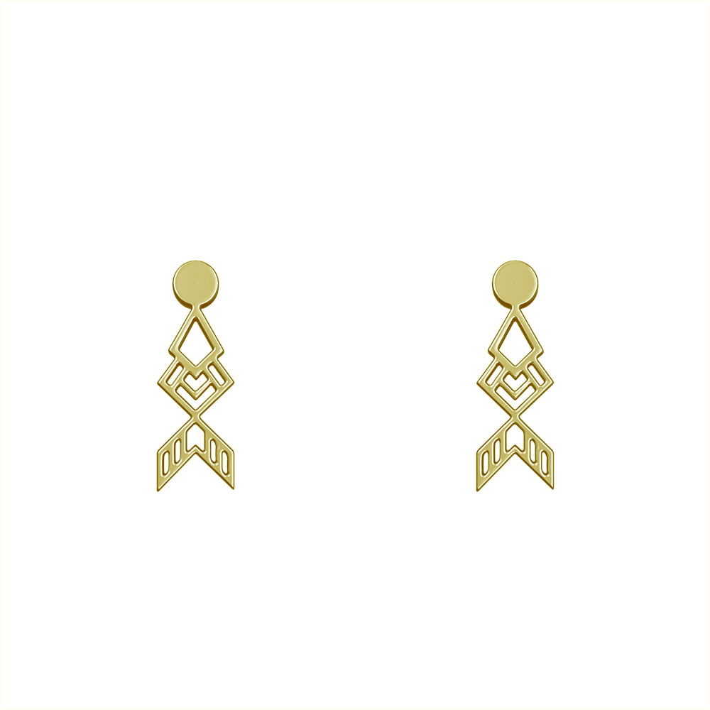 گوشواره طلا 18 عیار زنانه مدوپد مدل هندسی کد GA1-10525