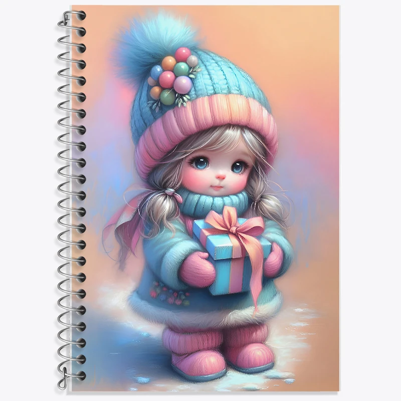 دفتر زبان 50 برگ خندالو مدل دو خط طرح دختر کیوت کد F7155