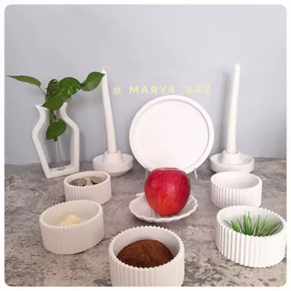 مجموعه ظروف هفت سین 8 پارچه مدل شیاردار