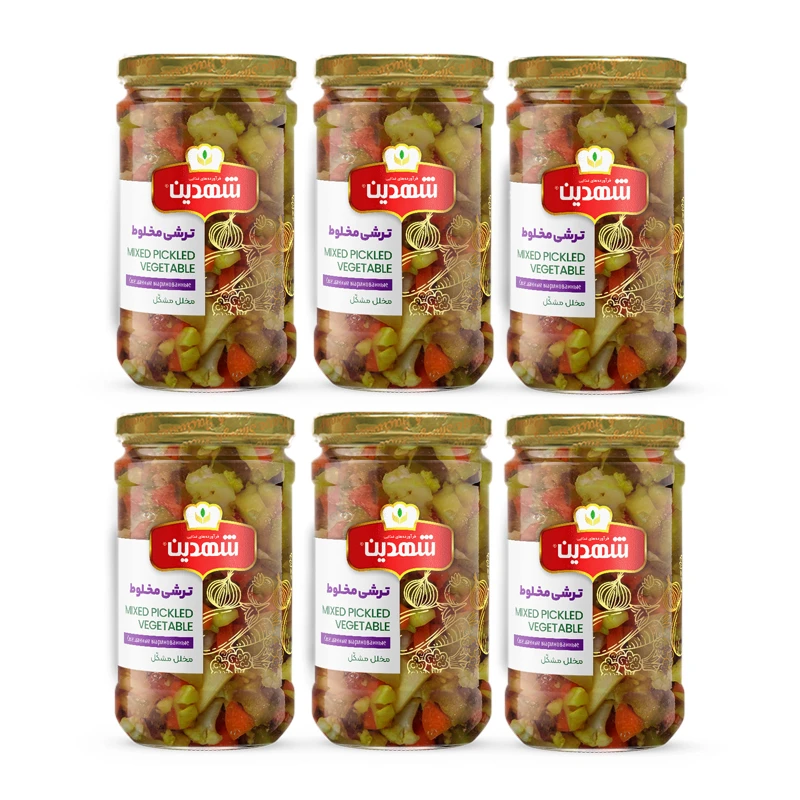 ترشی مخلوط شهدین - 660 گرم بسته 6 عددی