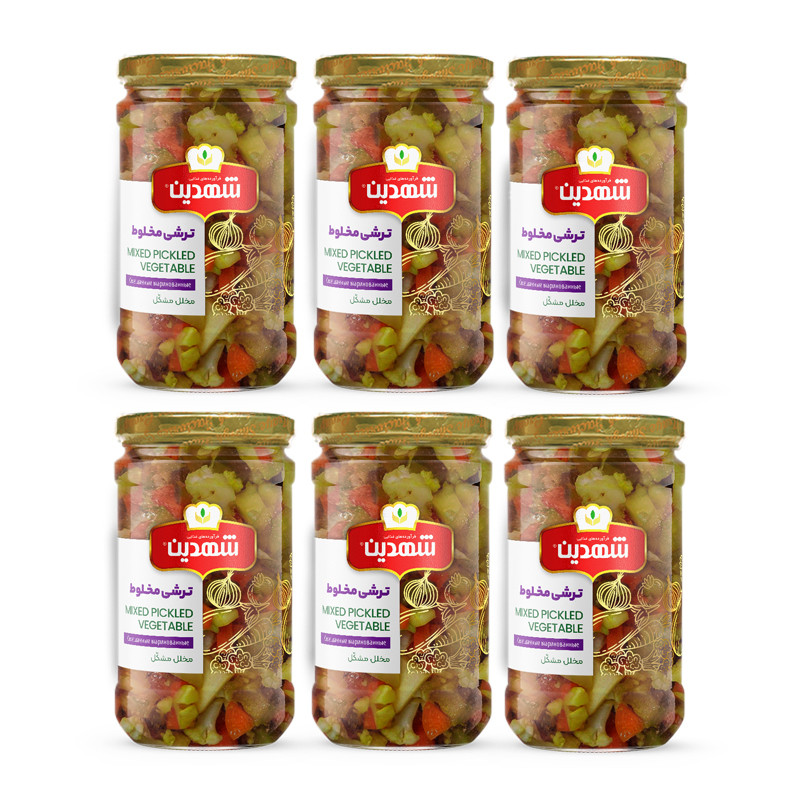 ترشی مخلوط شهدین - 660 گرم بسته 6 عددی
