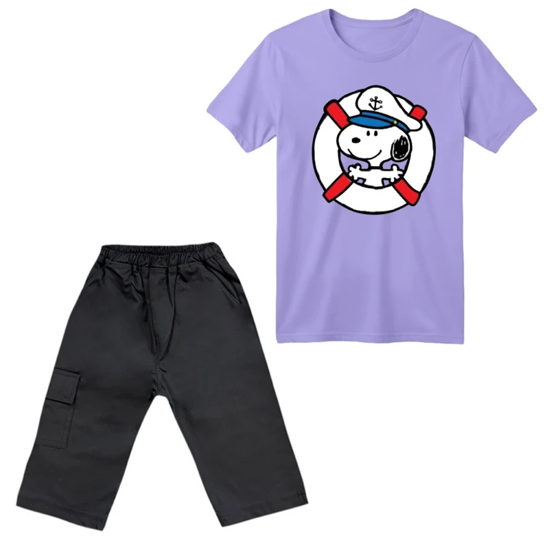 ست تی‌شرت آستین کوتاه و شلوارک پسرانه مدل اسنوپی کد ۲۵