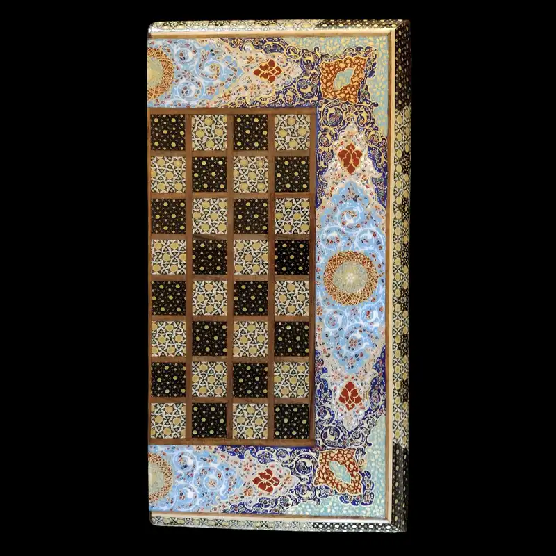 صفحه شطرنج خاتم کاری طرح مینیاتور تذهیب