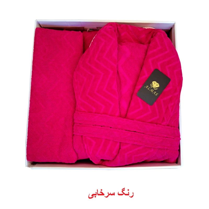 عکس شماره 8 : سرویس حوله پالتویی ۴ تکه الماس مدل تن پوش برجسته کد h_403 سایز ۱۲۵ سانتی متر
