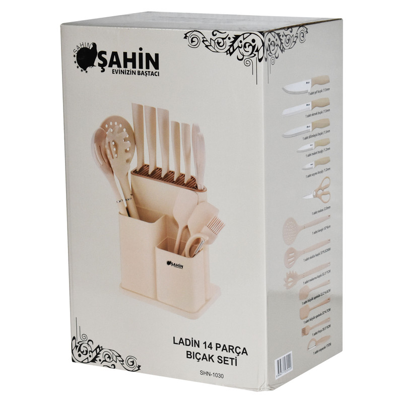 سرویس چاقو و کفگیر و ملاقه 14 پارچه شاهین مدل SHN1030