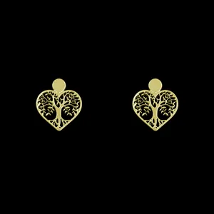 گوشواره طلا 18 عیار زنانه مدوپد مدل قلب کد GA1-14289