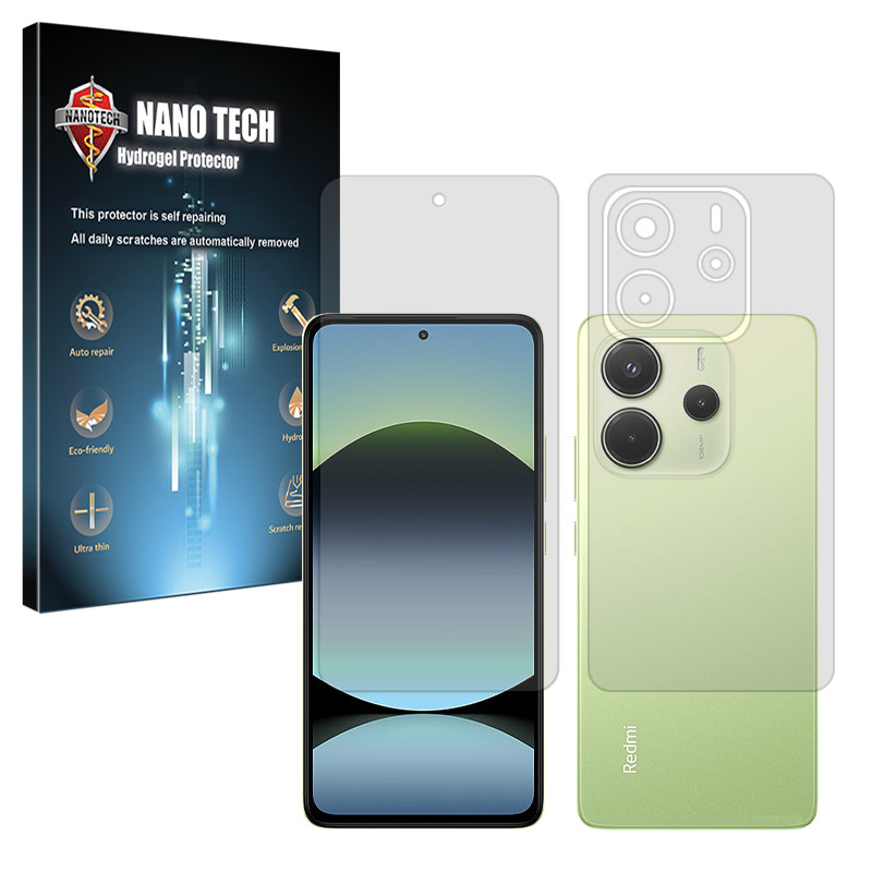 محافظ صفحه نمایش شفاف نانو تک مدل Tough مناسب برای گوشی موبایل شیائومی Redmi Note 14 4G به همراه محافظ پشت گوشی