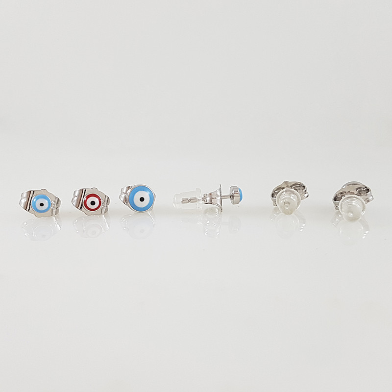 گوشواره زنانه ژوپینگ مدل چشم نظر مجموعه 3 عددی گوشواره زنانه ژوپینگ مدل چشم نظر مجموعه 3 عددی