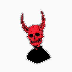 استیکر لپ تاپ و موبایل بووم طرح شیطون مدل Red Skull کد PS42