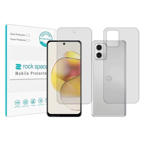 محافظ صفحه نمایش شفاف راک اسپیس مدل HyGEL مناسب برای گوشی موبایل موتورولا Moto G73 به همراه محافظ پشت گوشی