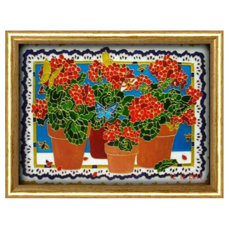 تابلو ویترای طرح گل کد 349583001