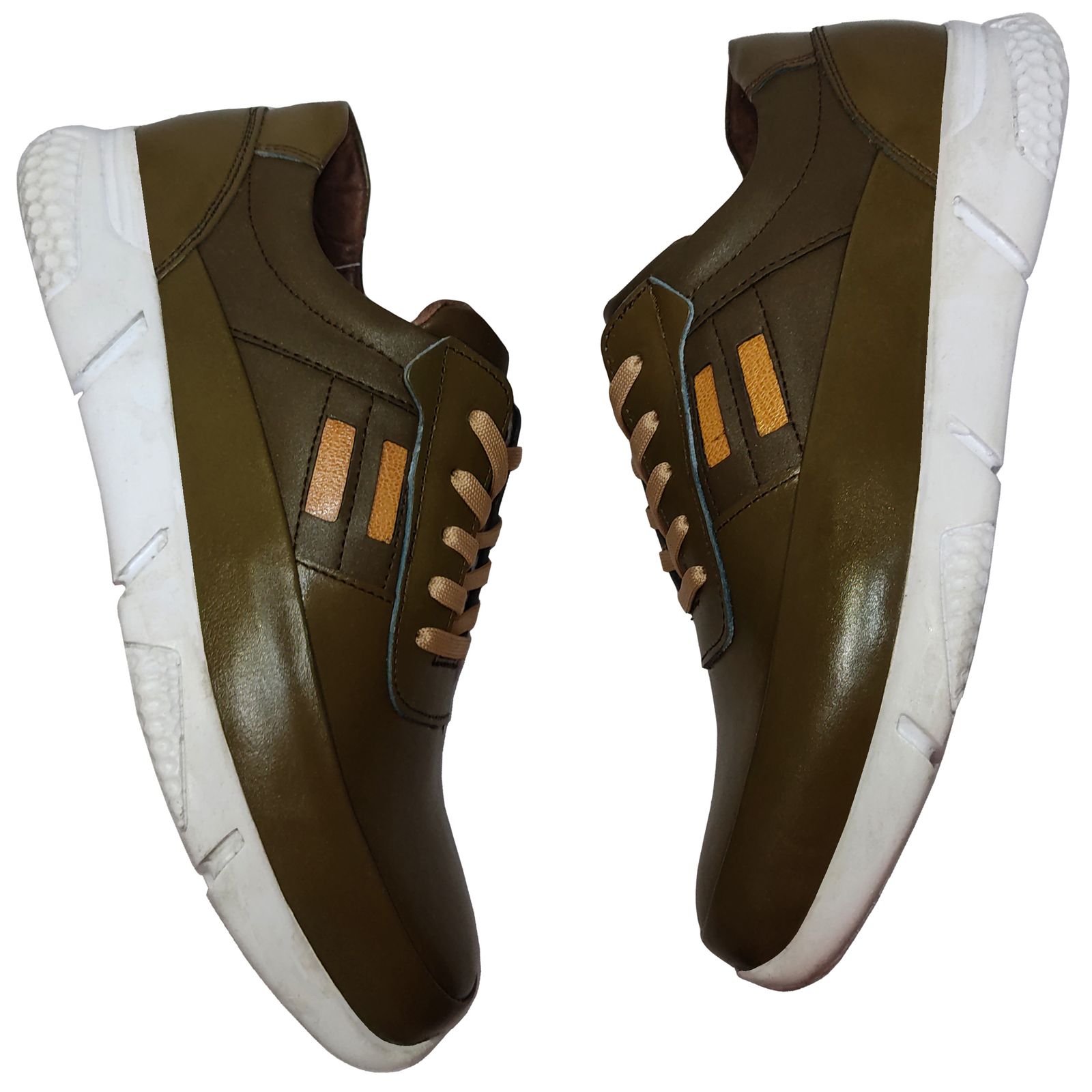 کفش طبی مردانه چرم تبریز مدل سروش رنگ زیتونی - - 5