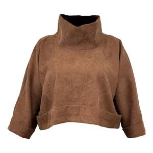 کراپ بلوز آستین سه ربع یقه ایستاده زنانه مانا دنیم مدل آذر دخت