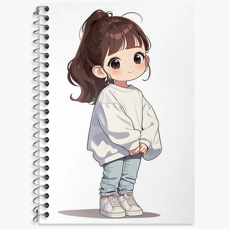 دفتر زبان 50 برگ خندالو مدل دو خط طرح دخترانه کیوت کد N1833