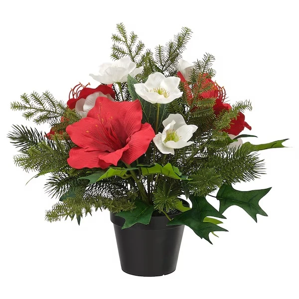 گلدان به همراه گل مصنوعی ایکیا مدل VINTERFINT-266