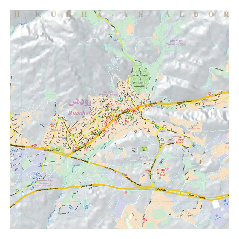 نقشه راهنمای شهرهای بومهن و رودهن انتشارات گیتاشناسی نوین