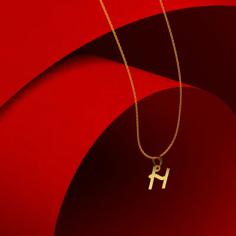 گردنبند طلا 18 عیار زنانه مدوپد مدل حرف H کد H3-1-1424