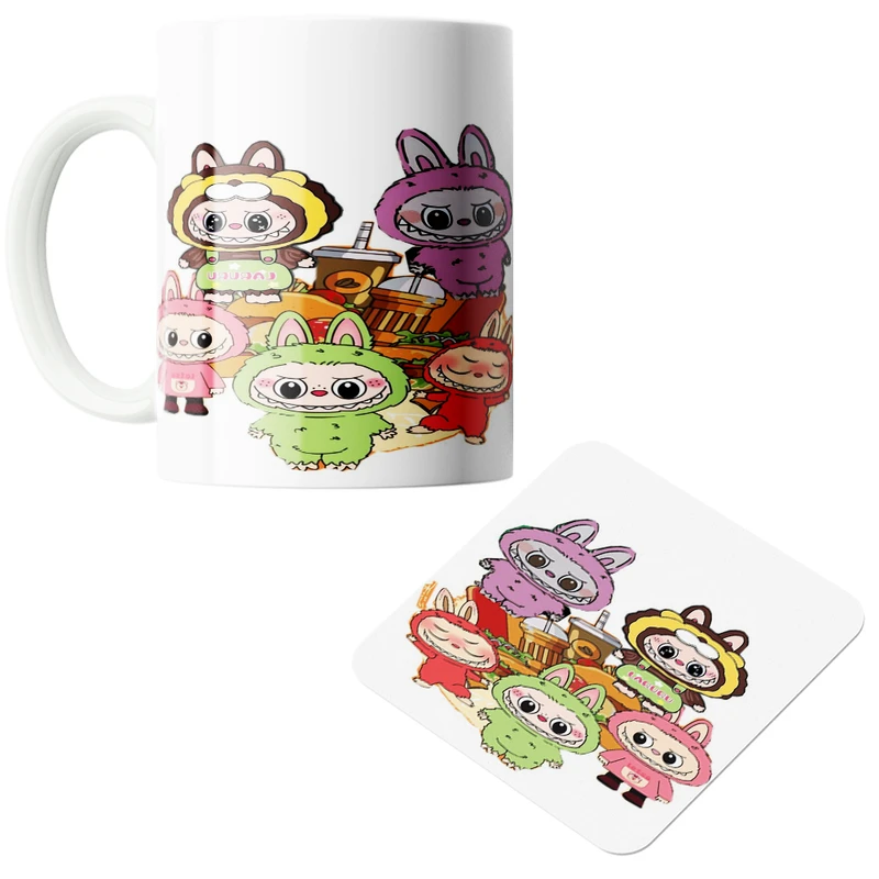 ماگ پاد آفرین مدل لبوبو کد 18 به همراه زیر لیوانی