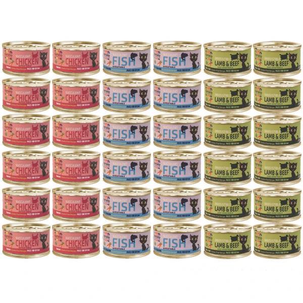 کنسرو غذای گربه نابالغ نرانو مدل پته طعم ماهی و گوشت و مرغ وزن 120 گرم در بسته 36 عددی