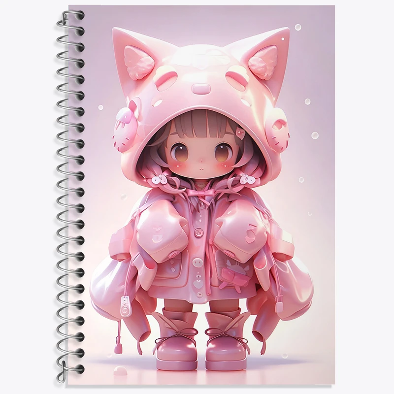 دفتر زبان 50 برگ خندالو مدل دو خط طرح دخترانه کیوت کد N4419