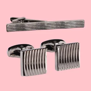 ست دکمه سردست و گیره کراوات مردانه نسن مدل ND16