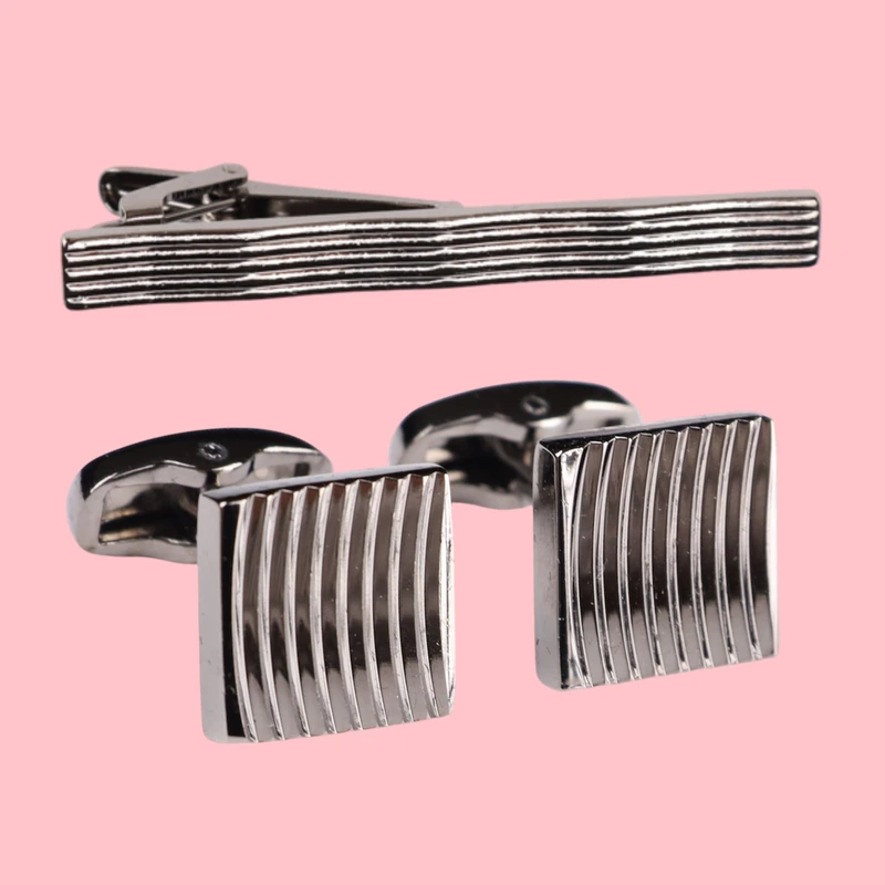 ست دکمه سردست و گیره کراوات مردانه نسن مدل ND16