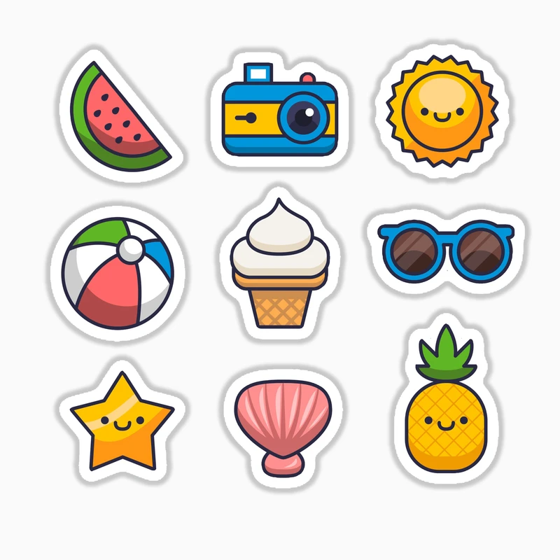 استیکر لپ تاپ و موبایل بووم طرح تابستونی کد MA9 مجموعه 9 عددی