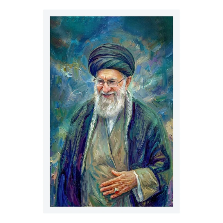 تابلو بکلیت طرح رهبر شهیدآیت الله سید علی خامنه ای مدل W-S10603 فریم سفید