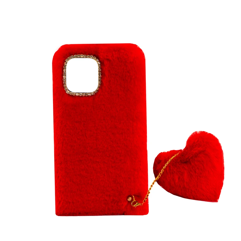 کاور طرح دخترانه مدل خزدار پشمالو مناسب برای گوشی موبایل سامسونگ Galaxy A04 به همراه آویز قلب