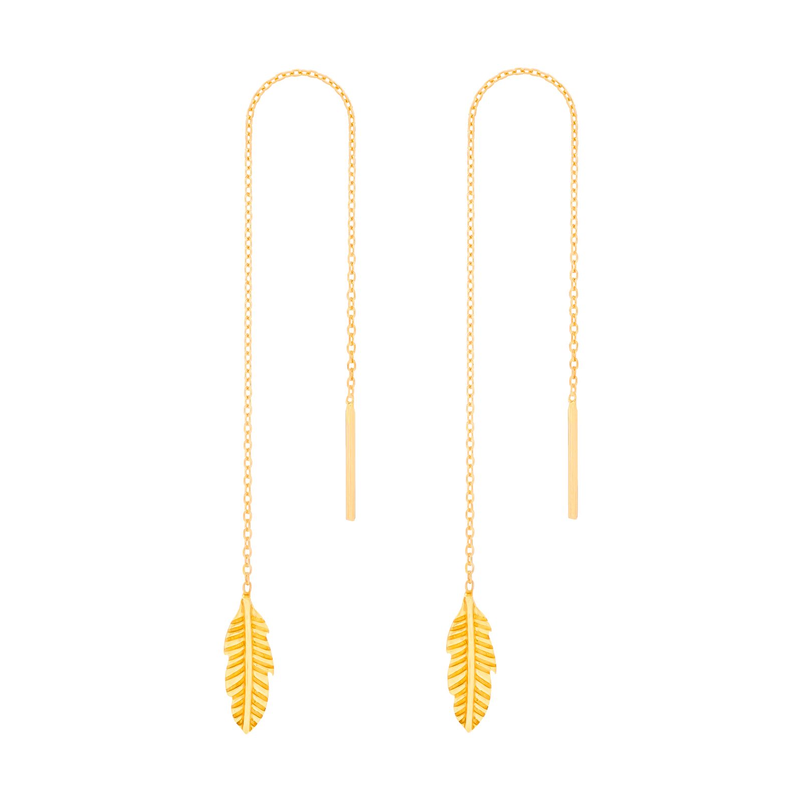 گوشواره بخیه‌ای طلا 18 عیار زنانه وی گالری مدل پر کد ET0006 -  - 2