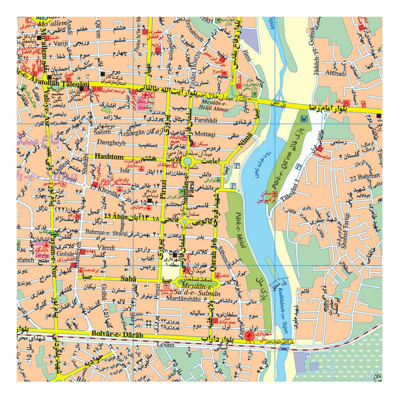 نقشه گردشگری ساری گیتاشناسی نوین کد 1616