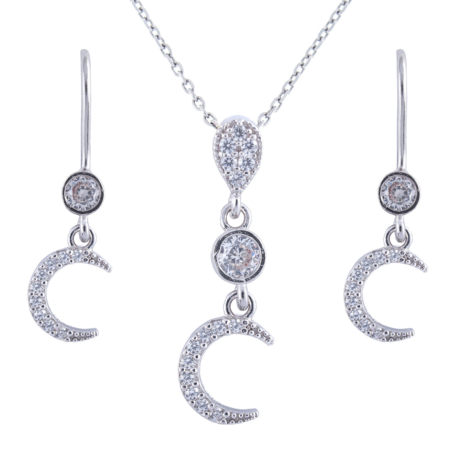 نیم ست نقره زنانه مدل هلال ماه کد AVN-N2218 نیم ست نقره زنانه مدل هلال ماه کد AVN-N2218