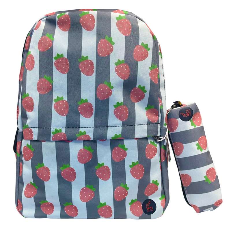 کوله پشتی ساراسا طرح توت فرنگی مدل 02 به همراه جامدادی